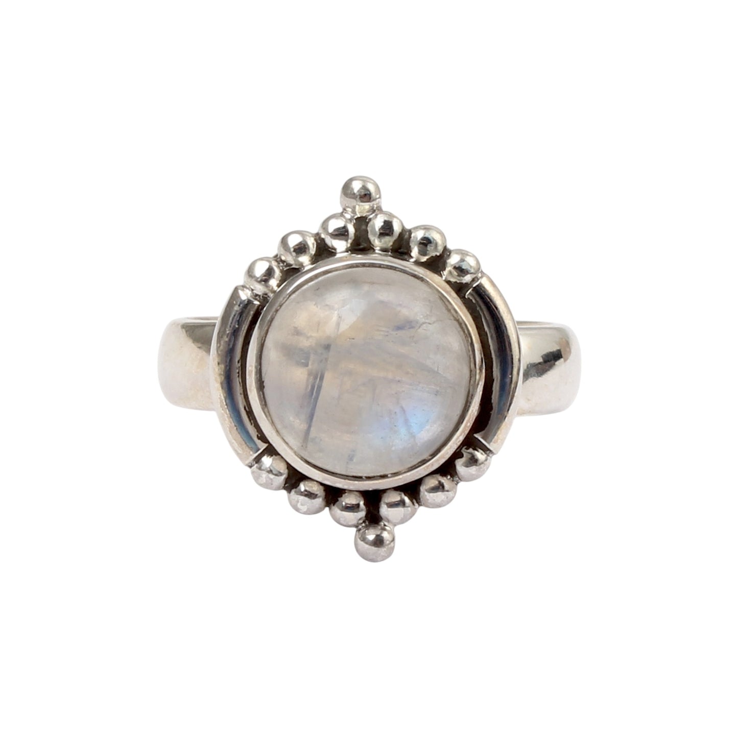Bohemian Rainbow Moonstone Ring Handmade 925 Sterling Silver Natural Gemstone Statement Ring