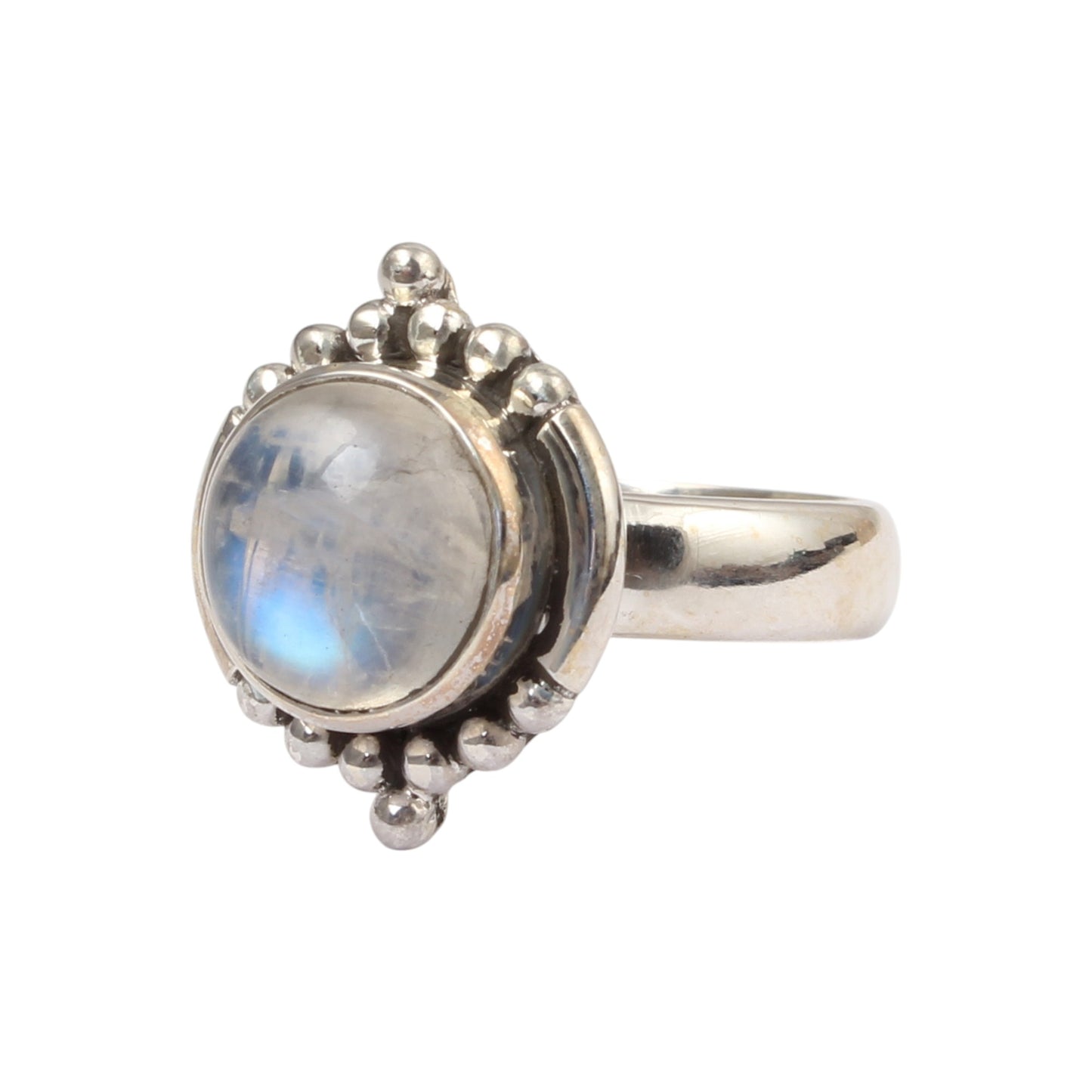 Bohemian Rainbow Moonstone Ring Handmade 925 Sterling Silver Natural Gemstone Statement Ring