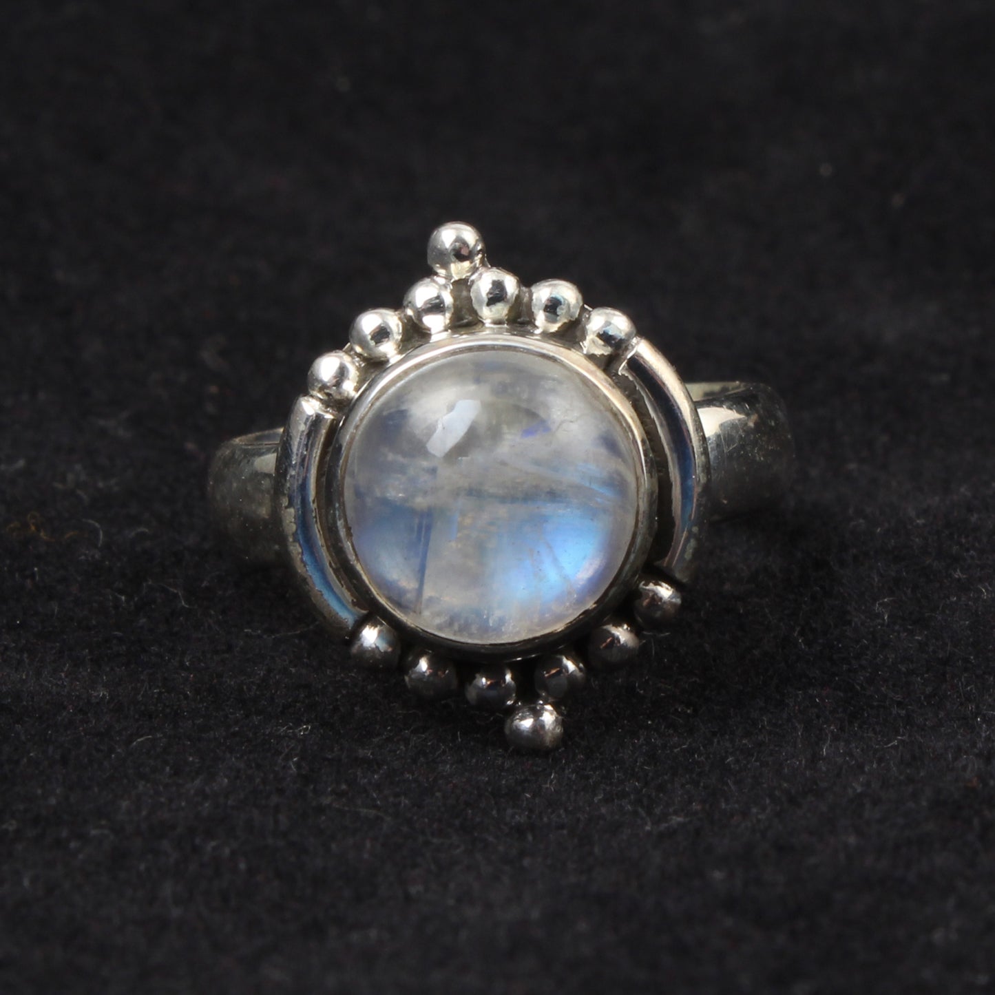 Bohemian Rainbow Moonstone Ring Handmade 925 Sterling Silver Natural Gemstone Statement Ring