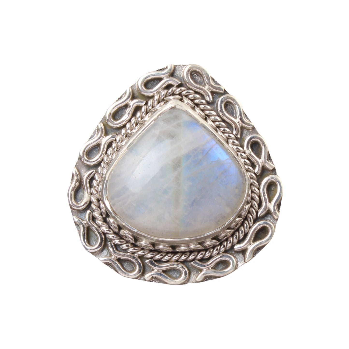 Heart Shape Bohemian Rainbow Moonstone Ring Handmade 925 Sterling Silver Natural Gemstone Ring