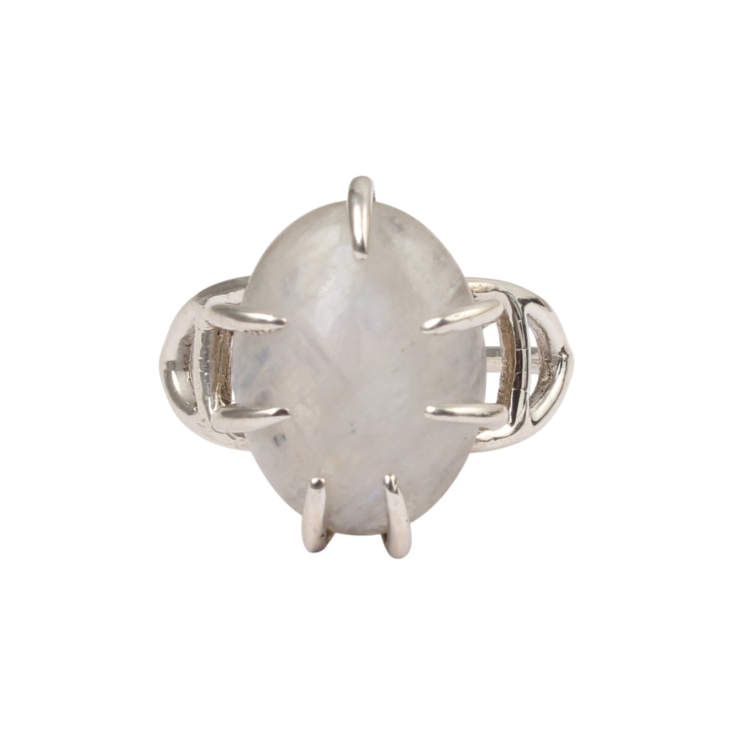 Rainbow Moonstone Solitaire Prong Setting Ring Handmade 925 Sterling Silver Natural Gemstone Ring