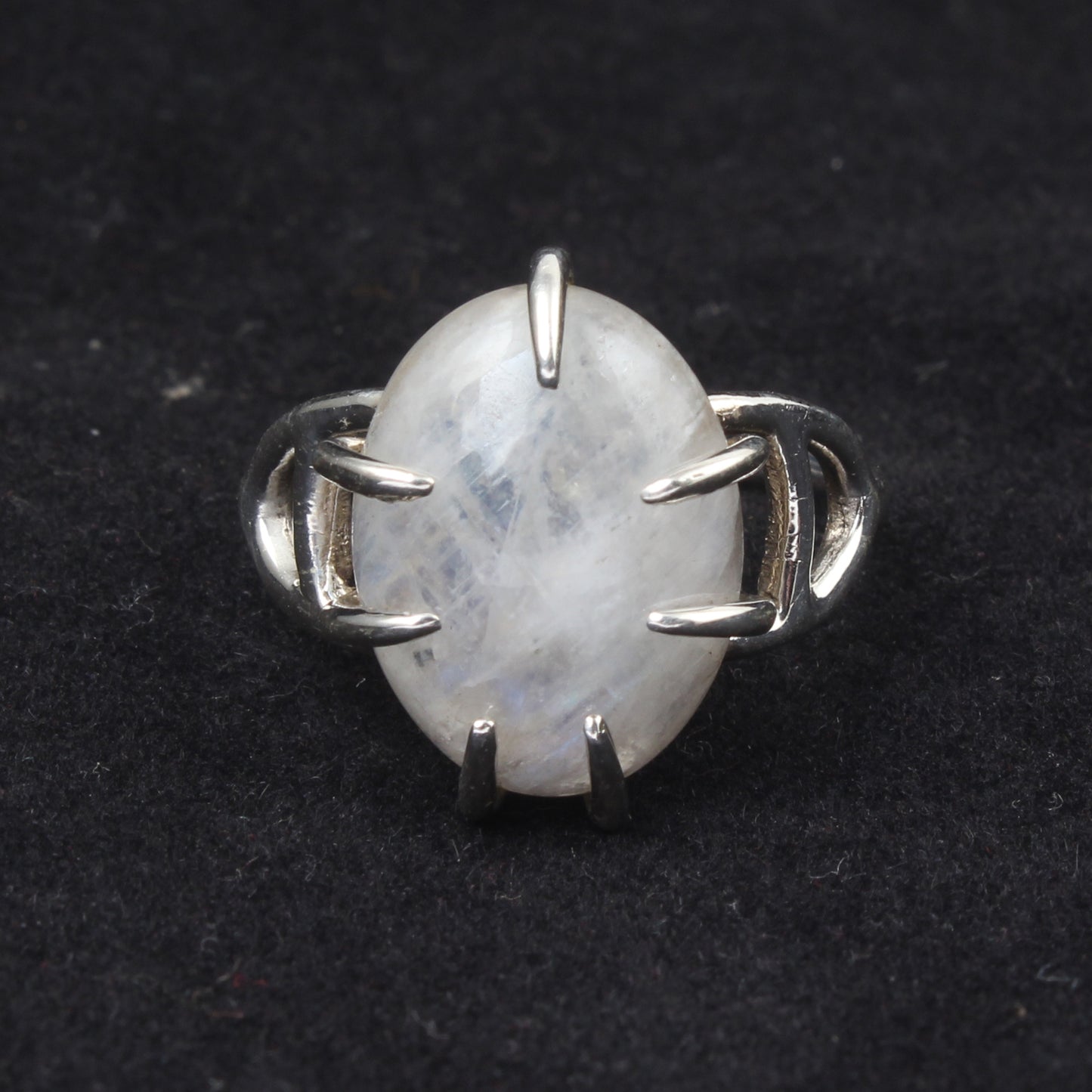 Rainbow Moonstone Solitaire Prong Setting Ring Handmade 925 Sterling Silver Natural Gemstone Ring