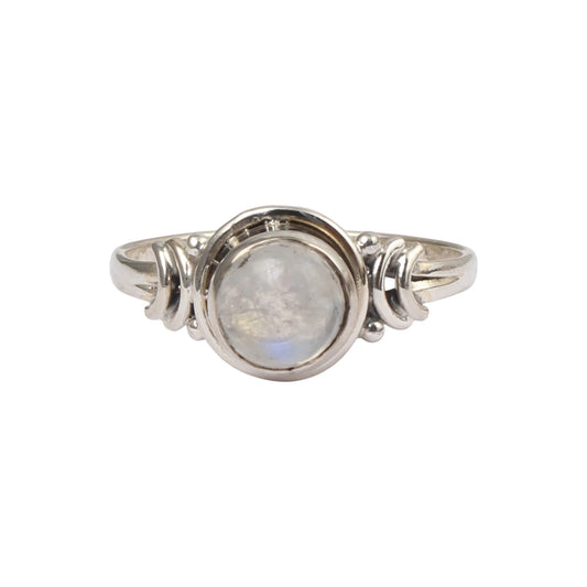 Minimalist Boho Rainbow Moonstone Ring Handmade 925 Sterling Silver Natural Gemstone Ring