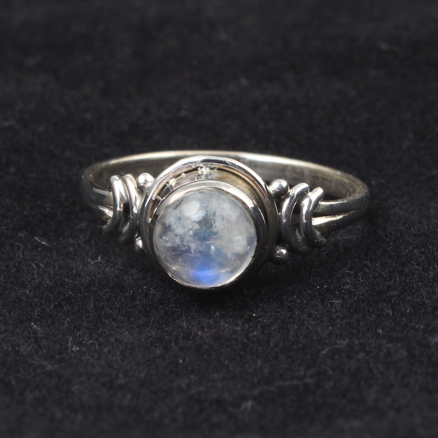 Minimalist Boho Rainbow Moonstone Ring Handmade 925 Sterling Silver Natural Gemstone Ring