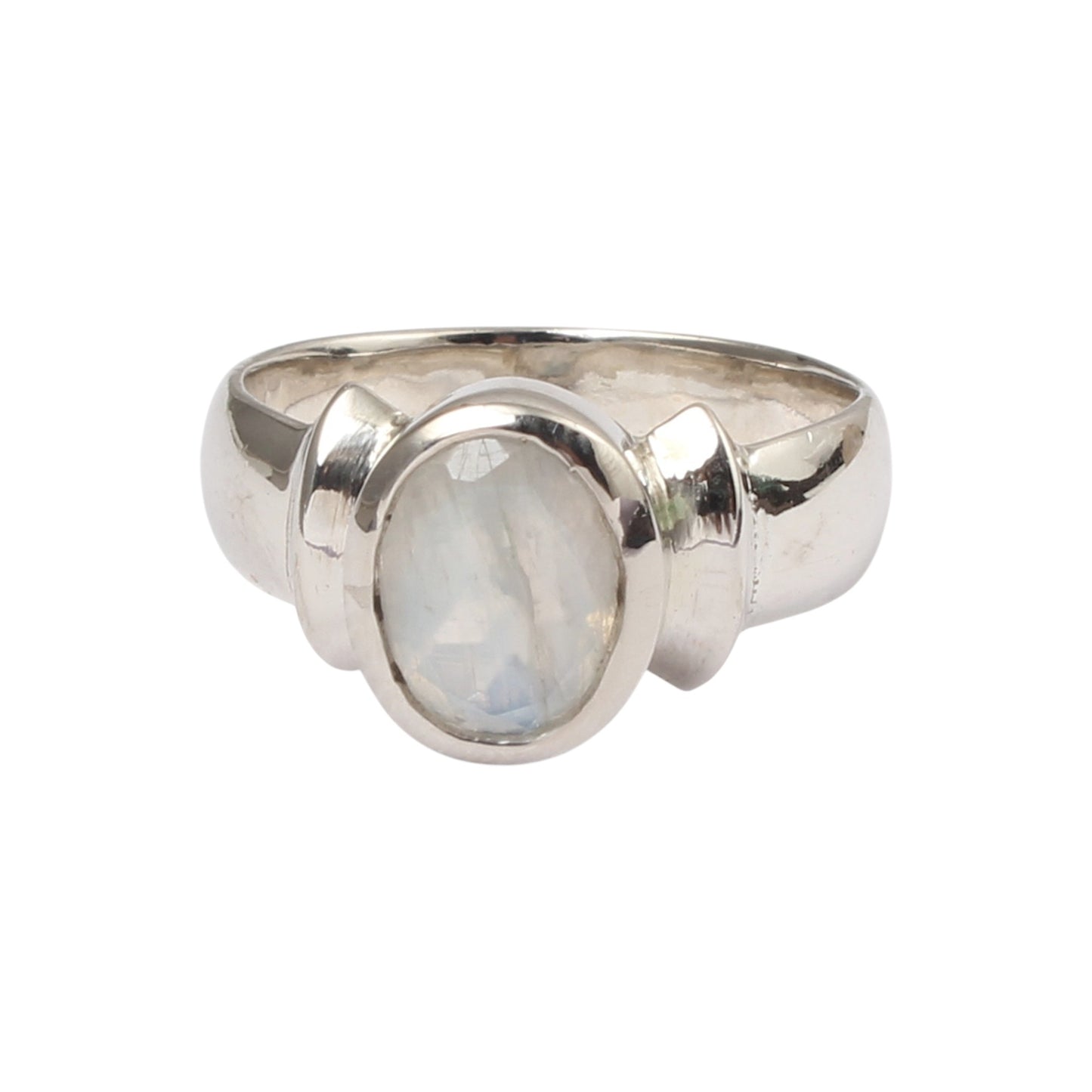 Contemporary Rainbow Moonstone Ring Handmade 925 Sterling Silver Natural Minimalist Gemstone Ring