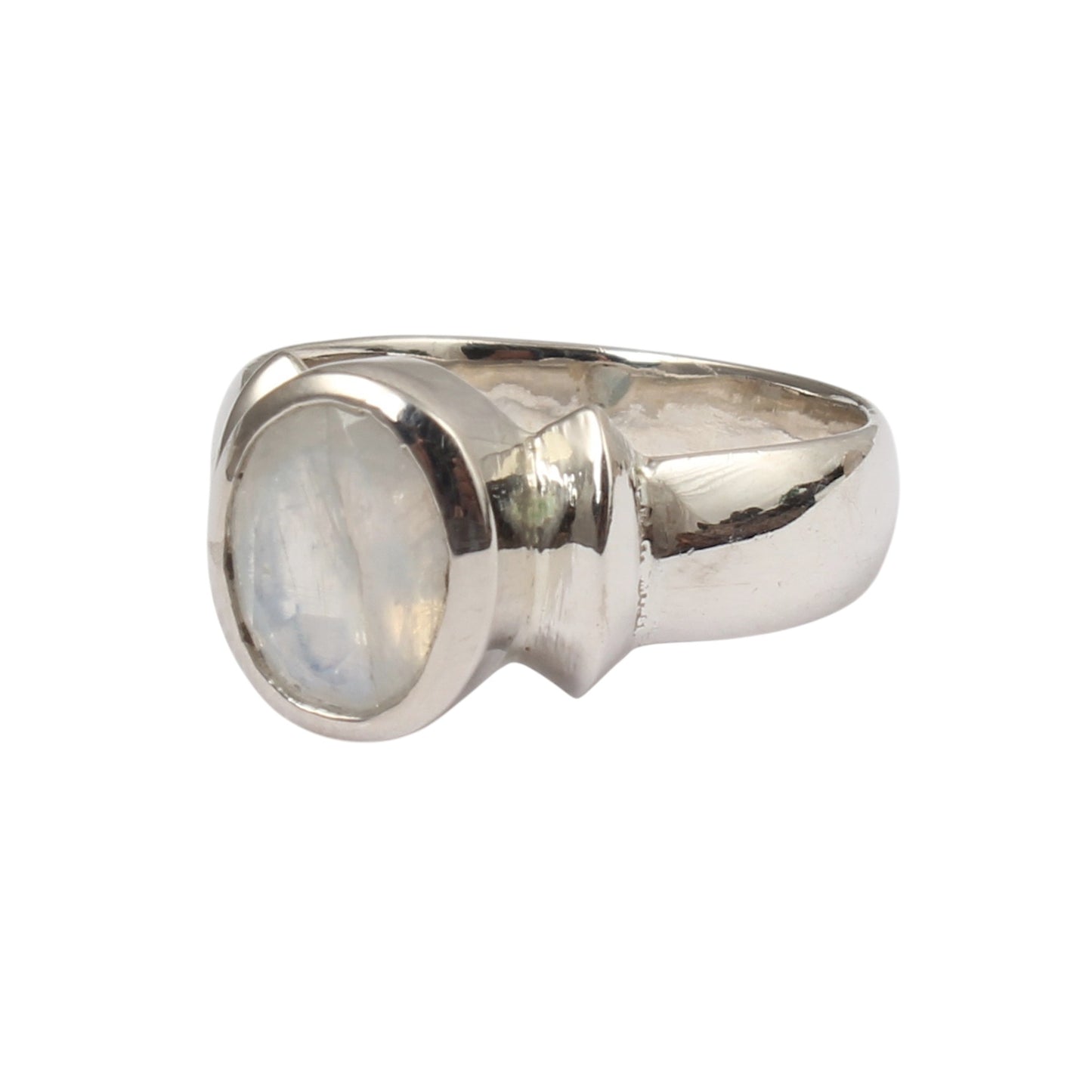 Contemporary Rainbow Moonstone Ring Handmade 925 Sterling Silver Natural Minimalist Gemstone Ring