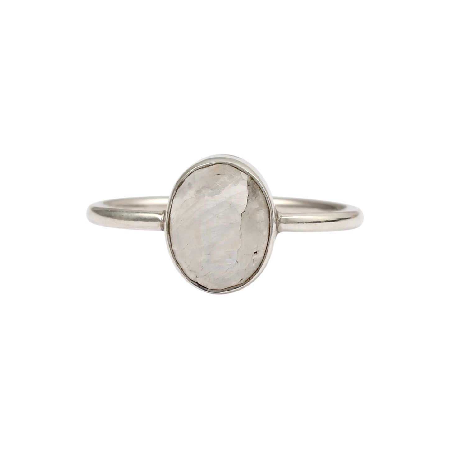 Faceted Rainbow Moonstone Ring Handmade Minimalist 925 Sterling Silver Oval Natural Gemstone Ring