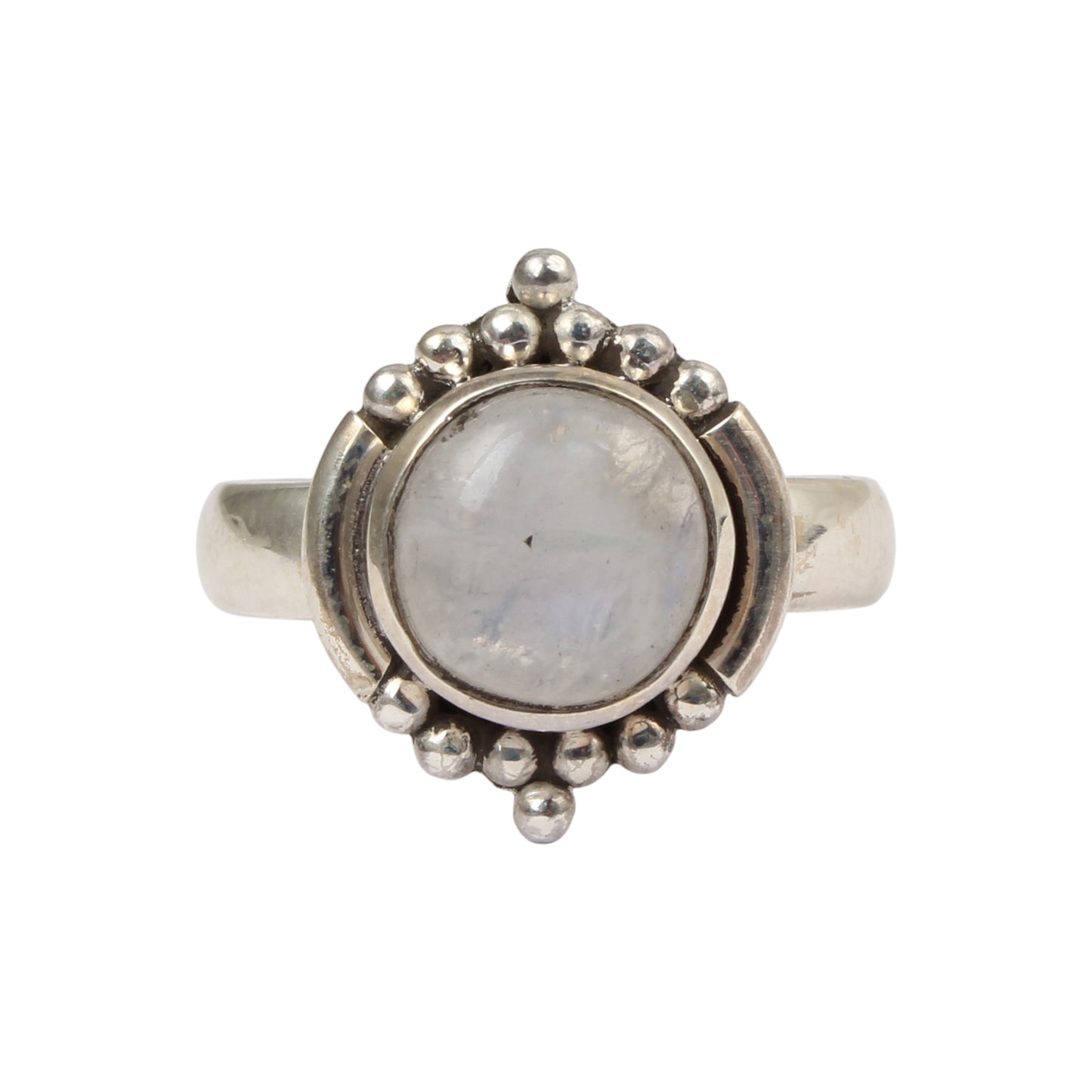 Bohemian Moonstone Ring Handmade 925 Sterling Silver Natural Round Shape Gemstone Ring