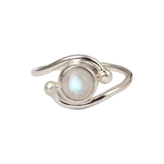 Minimalist Rainbow Moonstone Bypass Ring Handmade 925 Sterling Silver Natural Moonstone Ring Jewelry