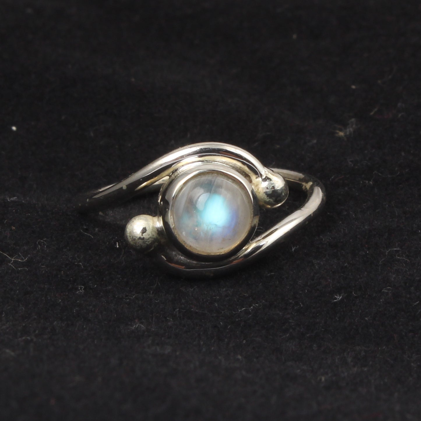 Minimalist Rainbow Moonstone Bypass Ring Handmade 925 Sterling Silver Natural Moonstone Ring Jewelry