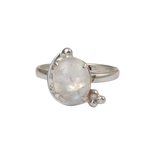 Natural Rainbow Moonstone Ring Handmade 925 Sterling Silver June Birthstone Jewelry
