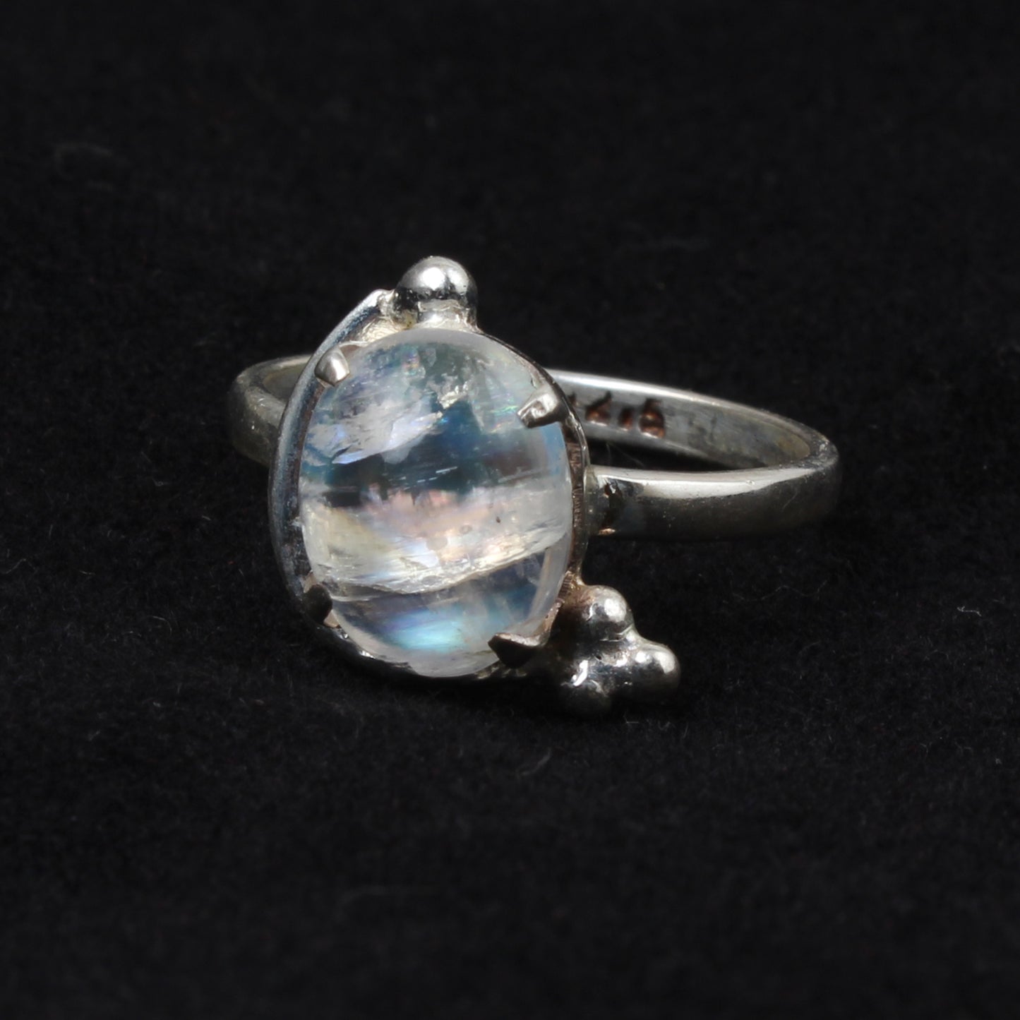 Natural Rainbow Moonstone Ring Handmade 925 Sterling Silver June Birthstone Jewelry