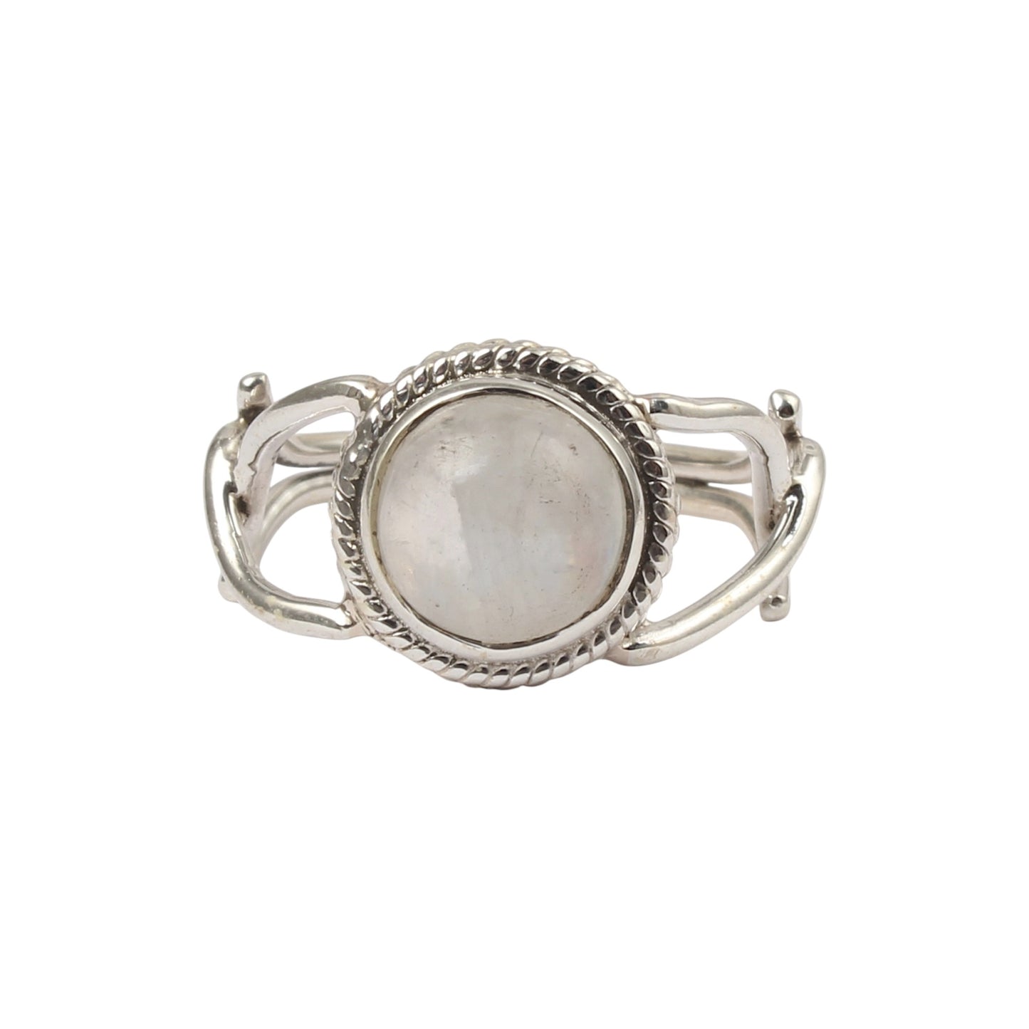 Moonstone Ring Handmade 925 Sterling Silver Natural Round Shape Rainbow Gemstone Ring