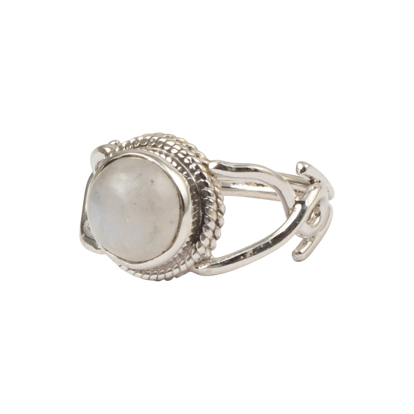 Moonstone Ring Handmade 925 Sterling Silver Natural Round Shape Rainbow Gemstone Ring
