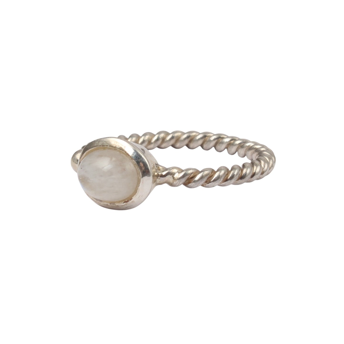 Rainbow Moonstone Adjustable Design Ring with Twisted Band Oval Shaped Stone 925 Sterling Silver Ring