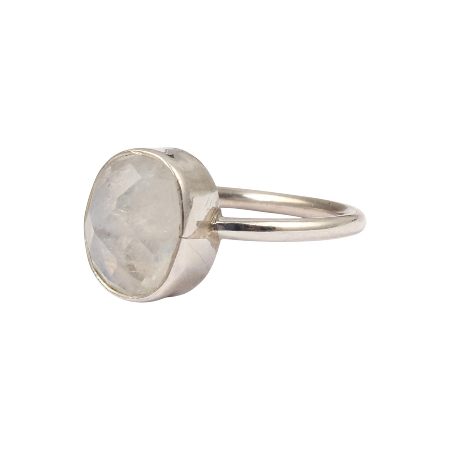 Faceted Rainbow Moonstone Ring 925 Sterling Silver Natural Oval Gemstone Ring