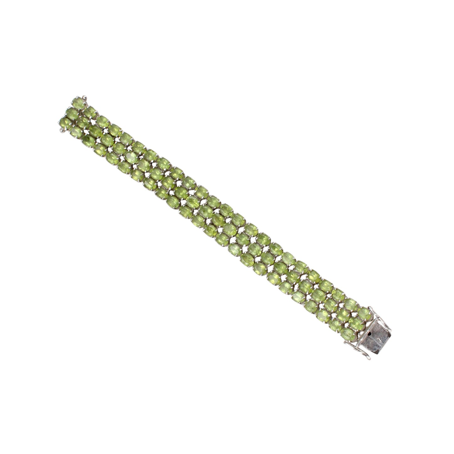 Elegant Natural Peridot Bracelet Triple-Row 925 Sterling Silver Bracelet August Birthstone Jewelry