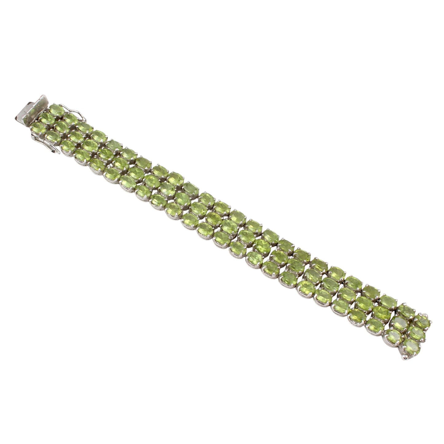 Elegant Natural Peridot Bracelet Triple-Row 925 Sterling Silver Bracelet August Birthstone Jewelry