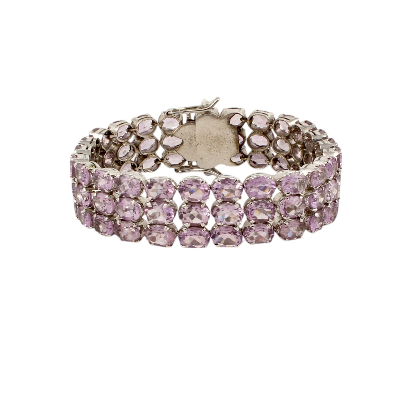 Natural Amethyst Bracelet Triple-Row 925 Sterling Silver Bracelet Elegant February Birthstone Bracelet