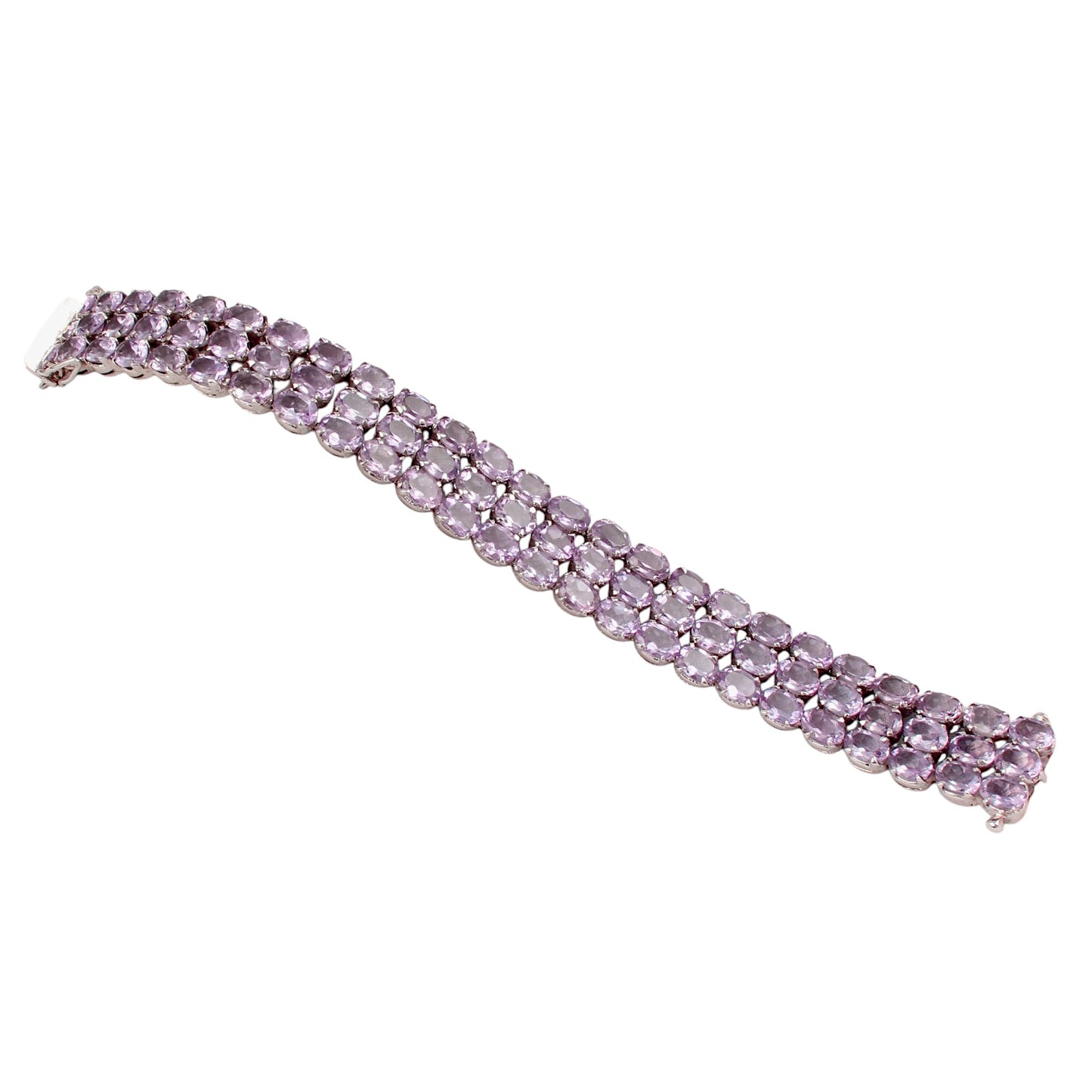 Natural Amethyst Bracelet Triple-Row 925 Sterling Silver Bracelet Elegant February Birthstone Bracelet