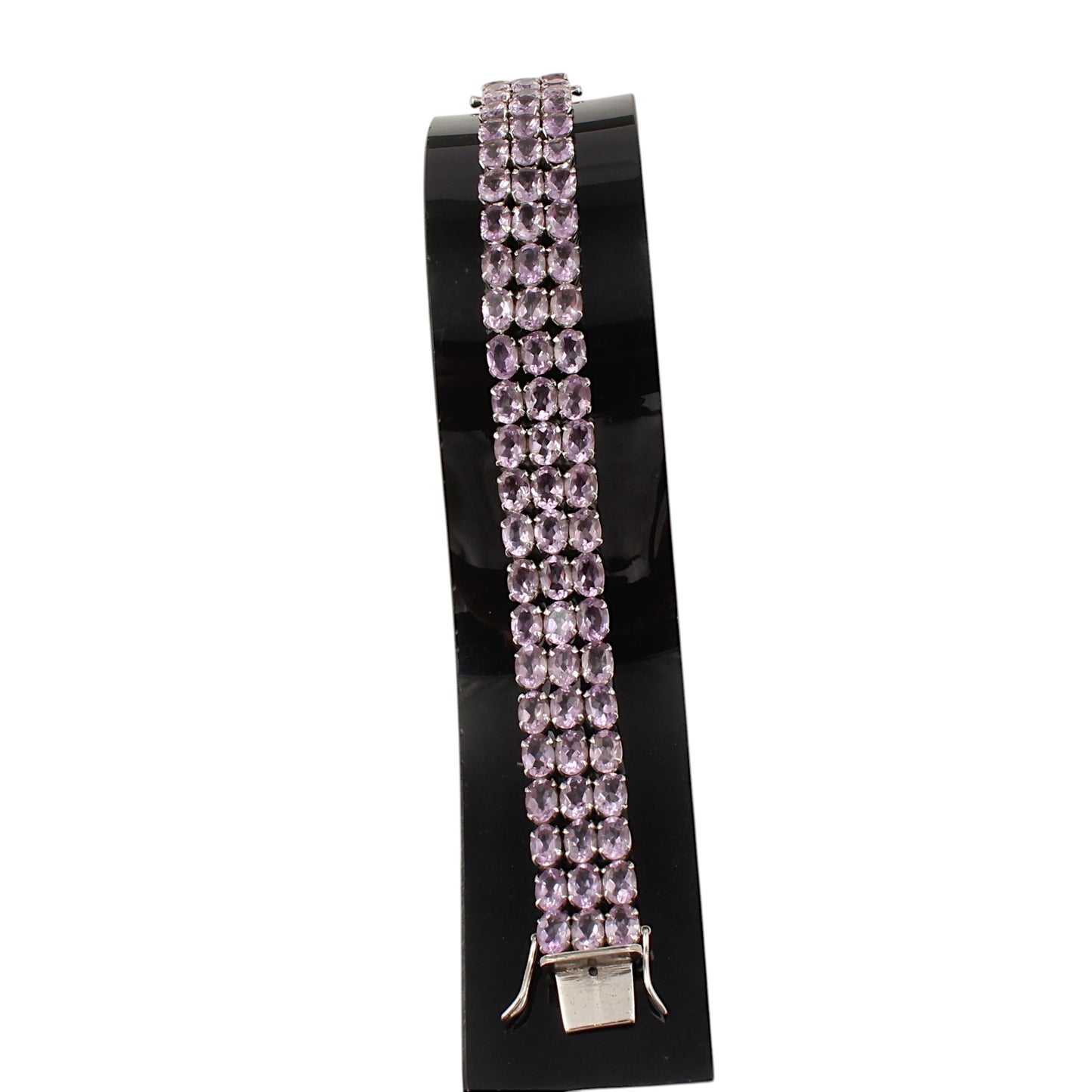 Natural Amethyst Bracelet Triple-Row 925 Sterling Silver Bracelet Elegant February Birthstone Bracelet