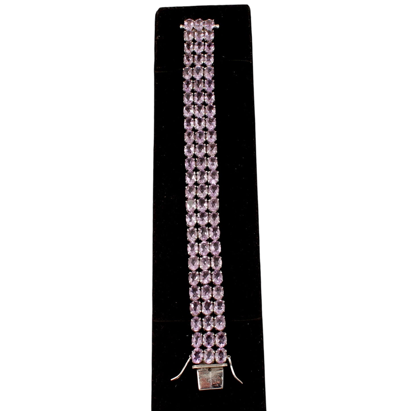 Natural Amethyst Bracelet Triple-Row 925 Sterling Silver Bracelet Elegant February Birthstone Bracelet