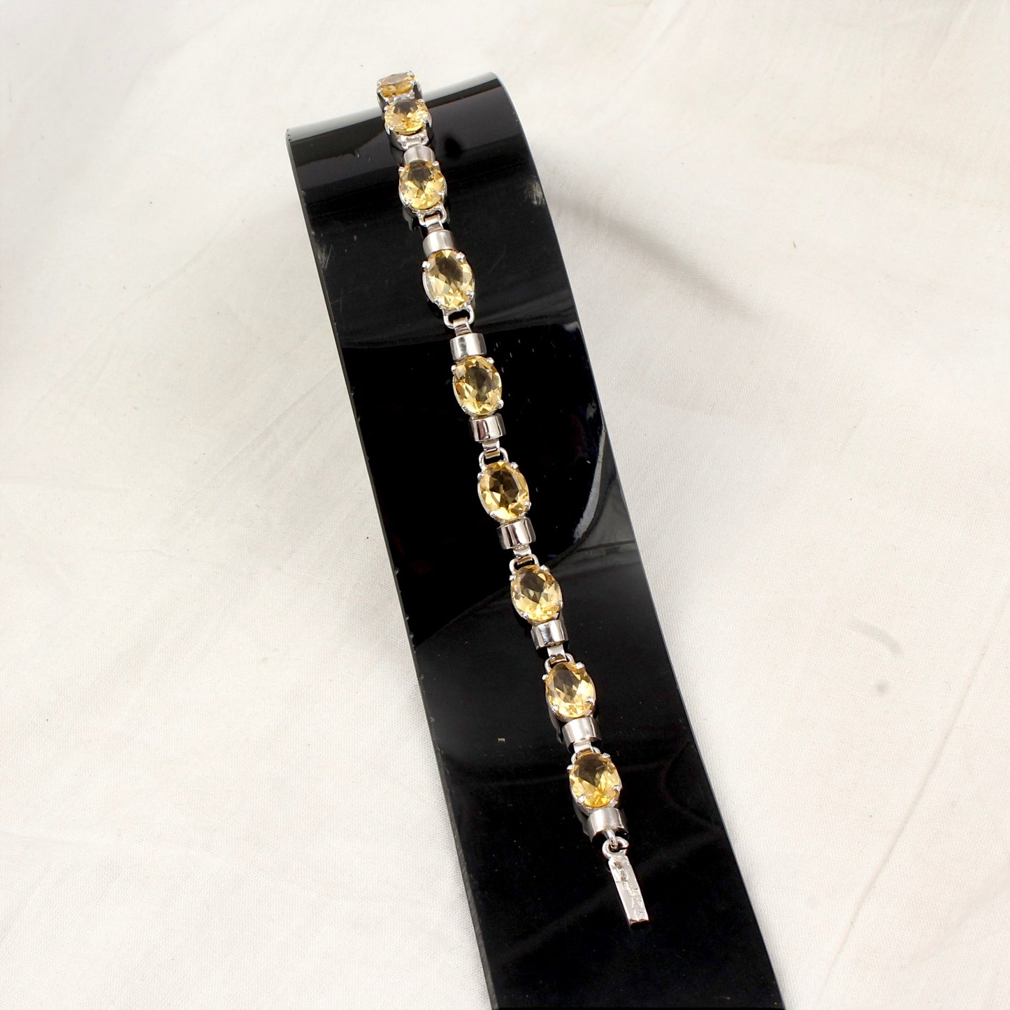 Elegant Natural Citrine Bracelet 925 Sterling Silver Bracelet Faceted Gemstone Prong Setting Bracelet