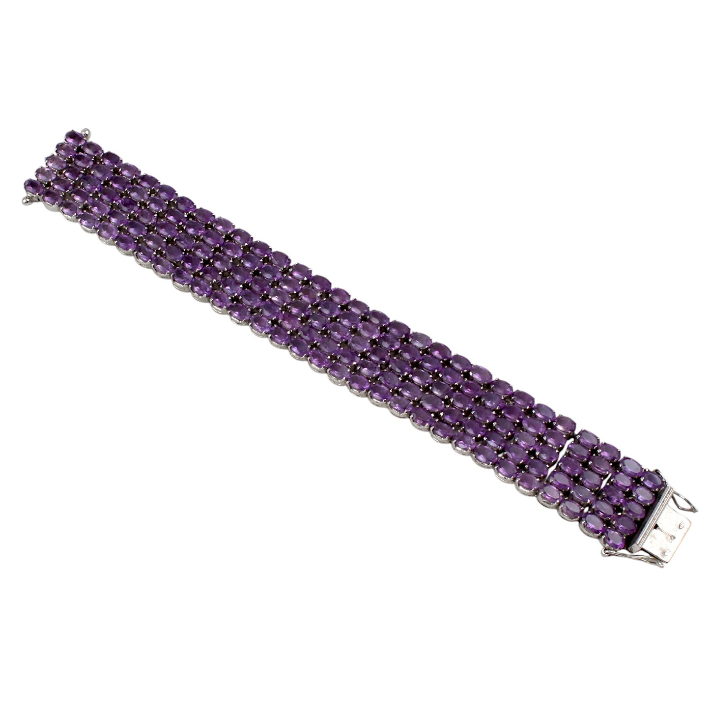 Natural Purple Amethyst Bracelet Prong Setting 925 Sterling Silver Bracelet Elegant February Birthstone Bracelet