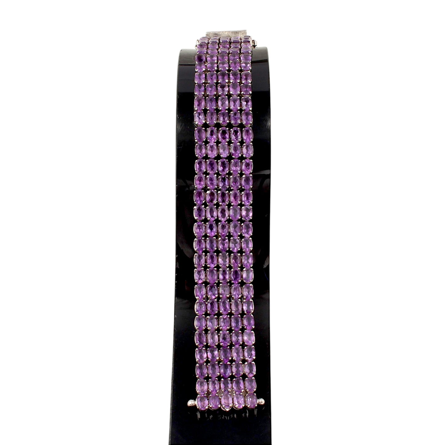 Natural Purple Amethyst Bracelet Prong Setting 925 Sterling Silver Bracelet Elegant February Birthstone Bracelet