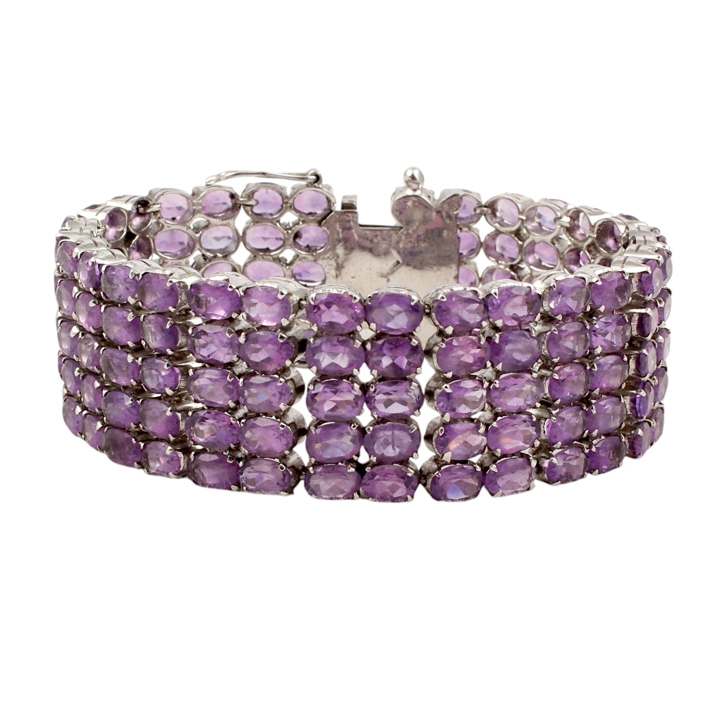 Natural Purple Amethyst Bracelet Prong Setting 925 Sterling Silver Bracelet Elegant February Birthstone Bracelet