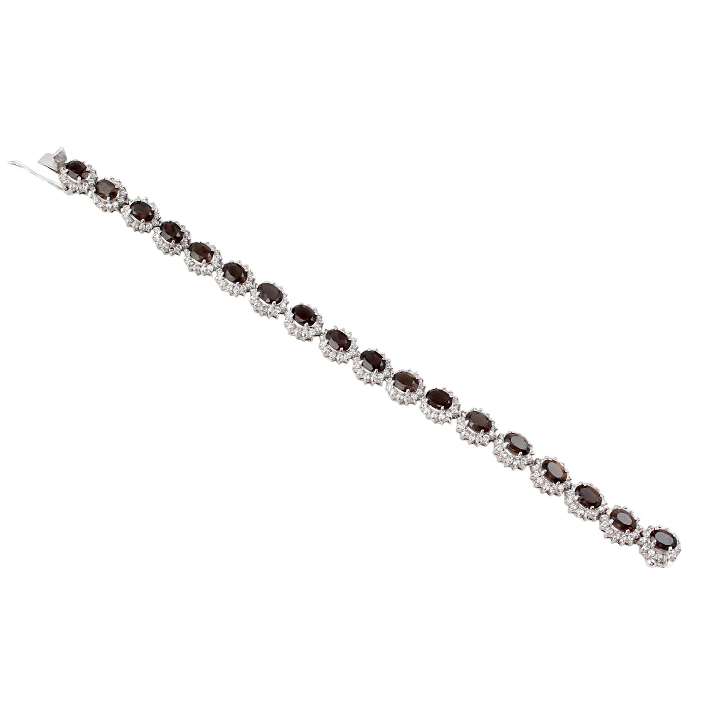 Smoky Quartz Bracelet with CZ Studded Handmade Prong Setting 925 Sterling Silver Bracelet
