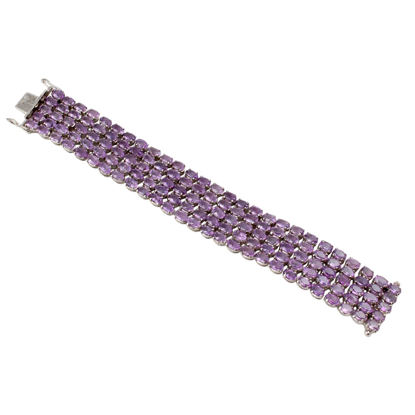 Natural Purple Amethyst Bracelet Prong Setting 925 Sterling Silver Bracelet Elegant February Birthstone Bracelet Gift For Her
