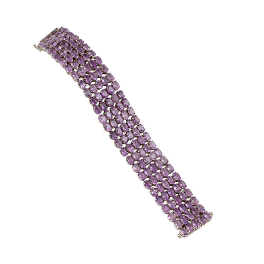 Natural Purple Amethyst Bracelet Prong Setting 925 Sterling Silver Bracelet Elegant February Birthstone Bracelet Gift For Her