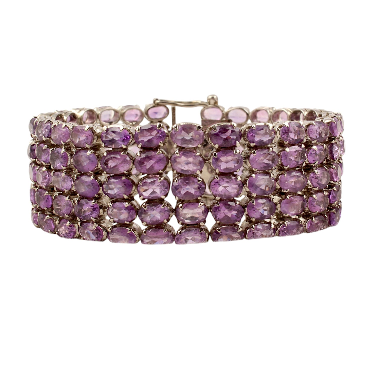 Natural Purple Amethyst Bracelet Prong Setting 925 Sterling Silver Bracelet Elegant February Birthstone Bracelet Gift For Her