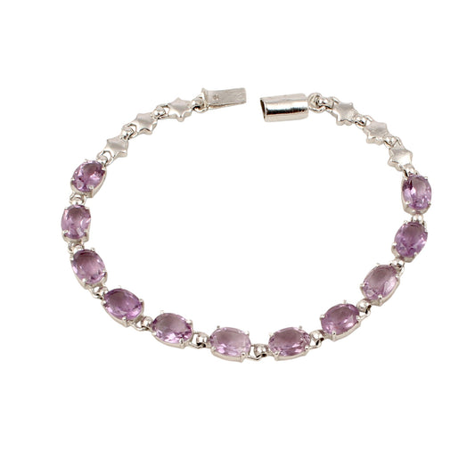 Natural Amethyst Bracelet Amethyst Tennis Bracelet 925 Sterling Silver Amethyst Jewelry February Birthstone Gift For Her