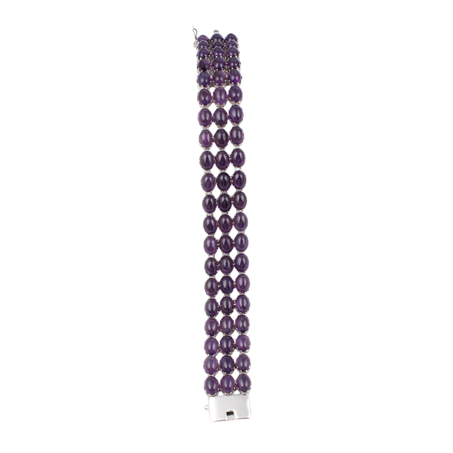 Natural Amethyst Cab Bracelet 925 Sterling Silver Bracelet Elegant February Birthstone Bracelet Jewelry Gift For Her