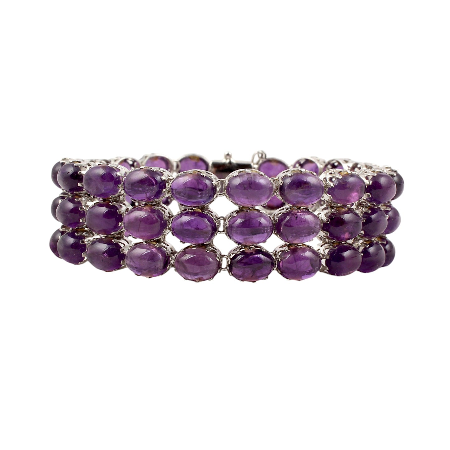 Natural Amethyst Cab Bracelet 925 Sterling Silver Bracelet Elegant February Birthstone Bracelet Jewelry Gift For Her