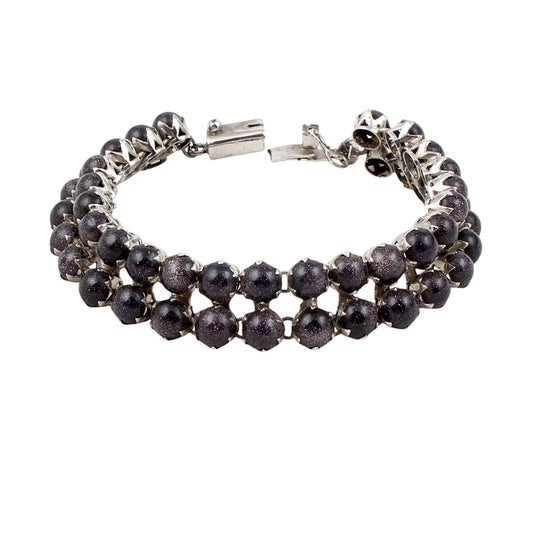 Beautiful Handmade Galaxy Sandstone Bracelet Blue Sandstone Engagement Bracelet 925 Sterling Silver  Anniversary Gift
