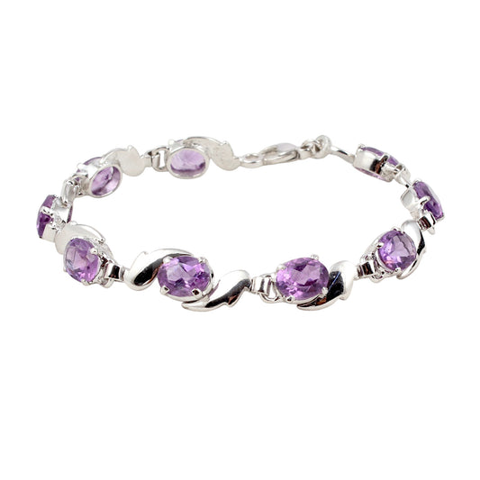 Lovely Charm Amethyst Bracelet 925 Sterling Silver Amethyst Jewelry February Birthstone Bracelet Gift For Her
