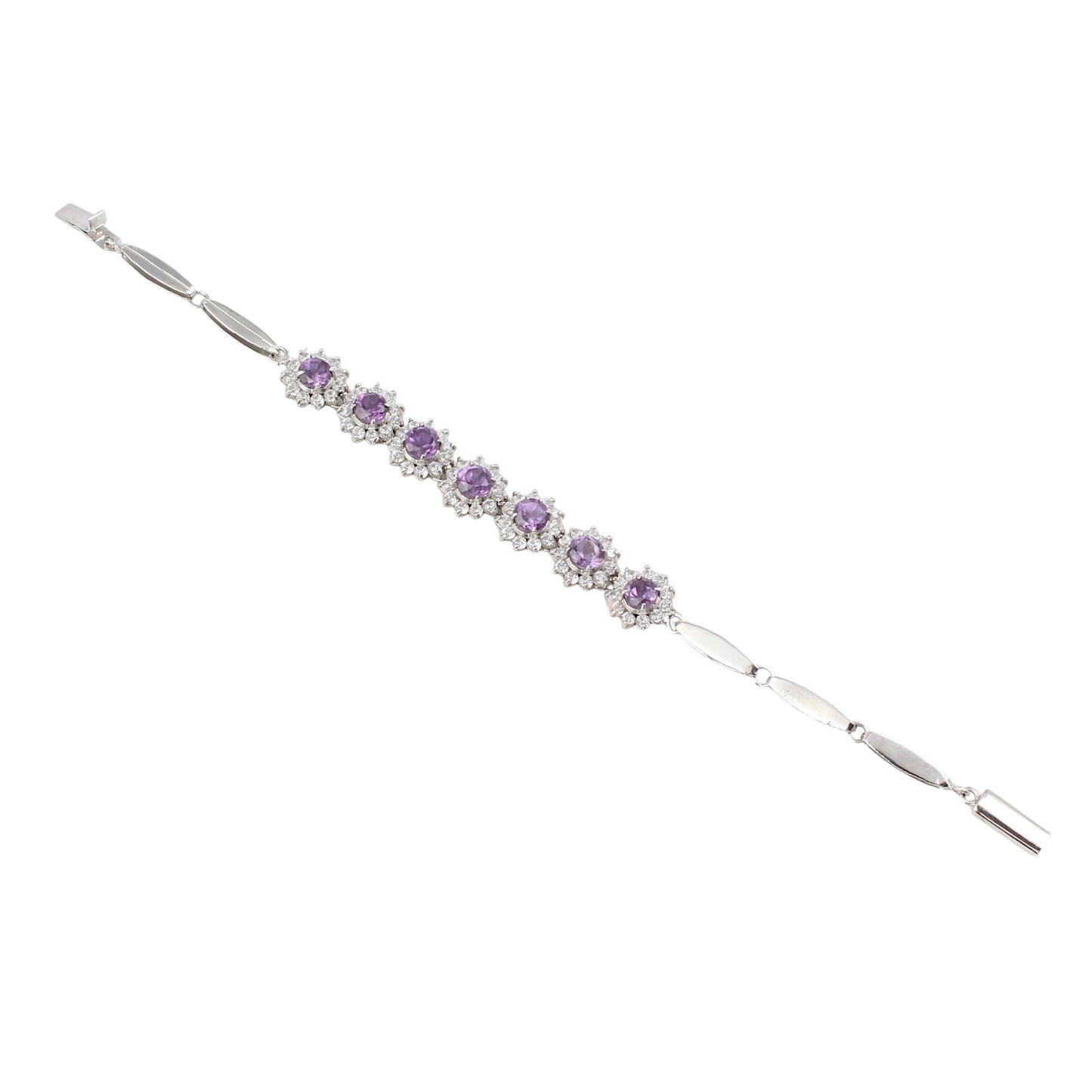 Alexandrite Bracelet with CZ Studded 925 Sterling Silver Bracelet June Birthstone Bracelet Jewelry