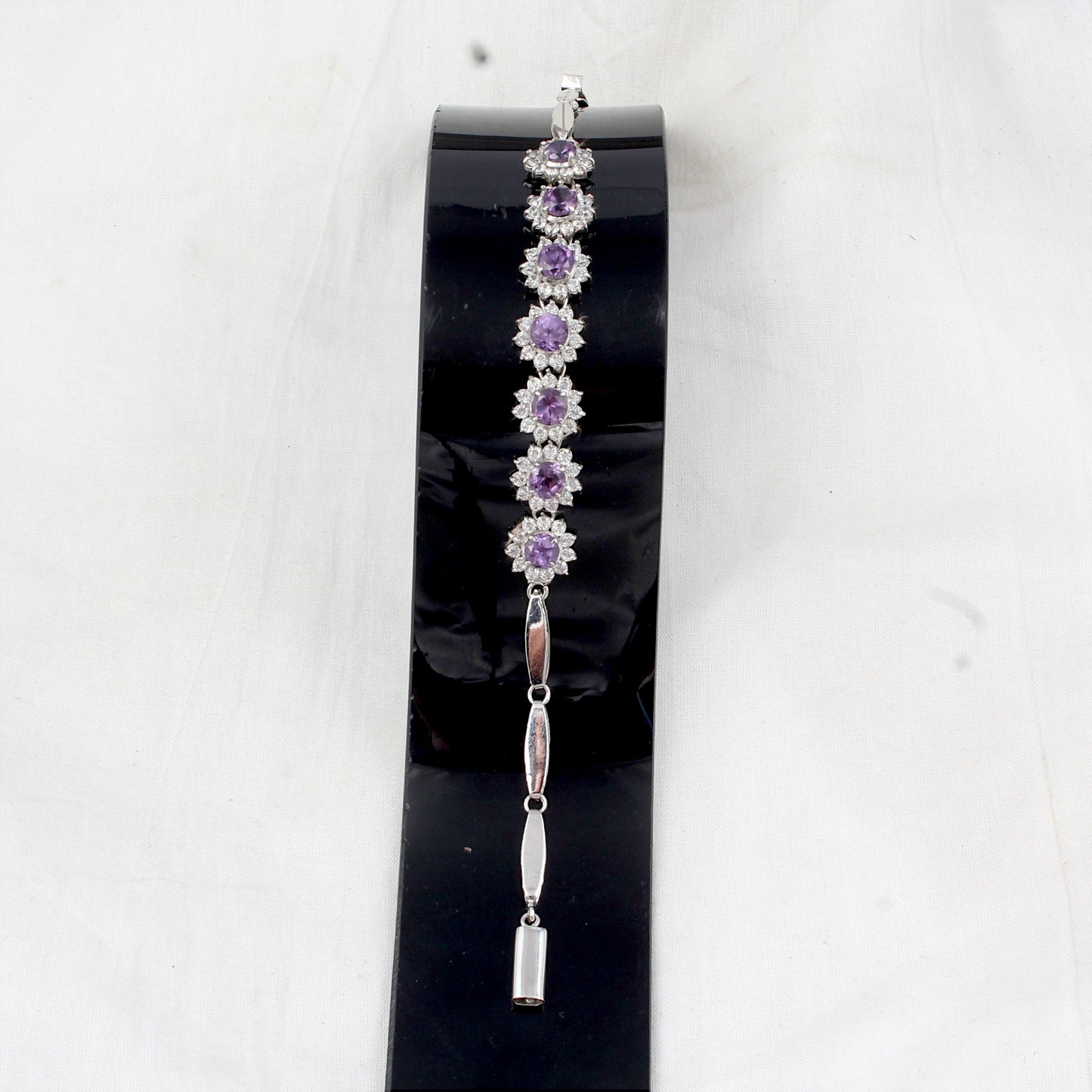 Alexandrite Bracelet with CZ Studded 925 Sterling Silver Bracelet June Birthstone Bracelet Jewelry
