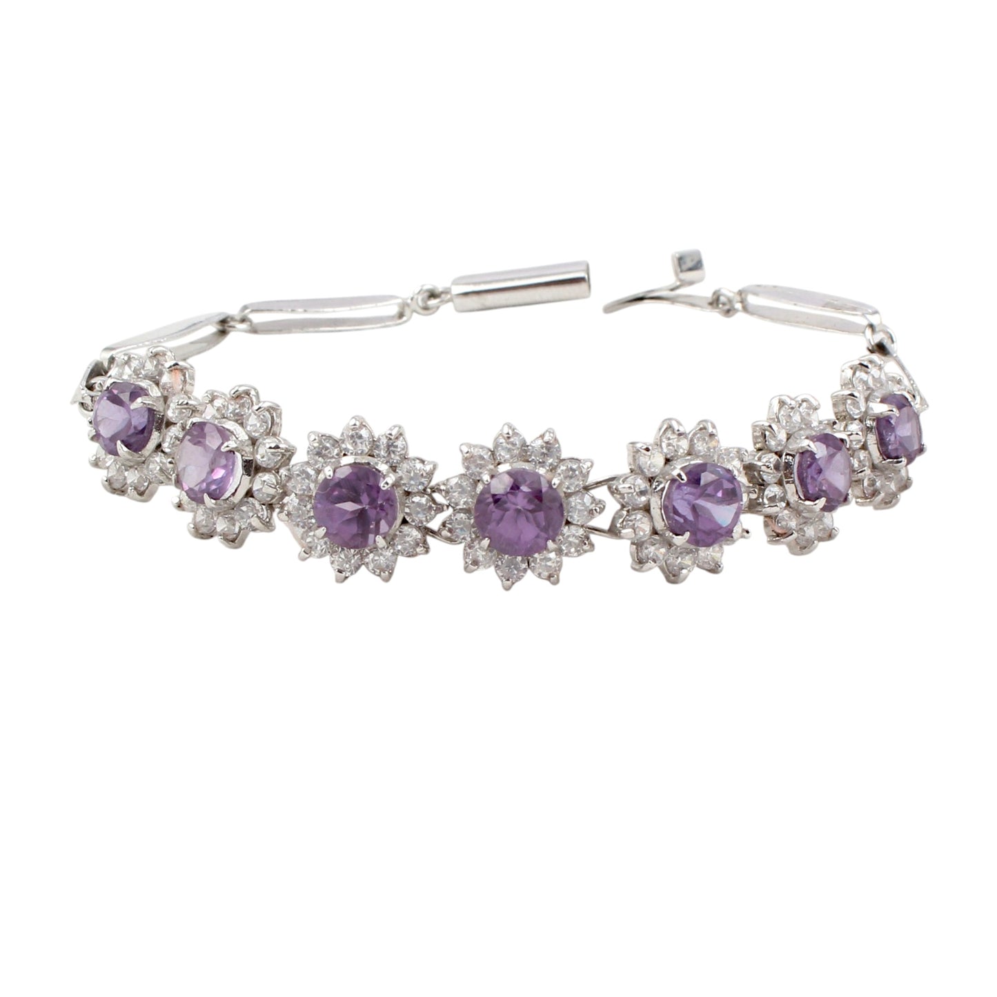Alexandrite Bracelet with CZ Studded 925 Sterling Silver Bracelet June Birthstone Bracelet Jewelry