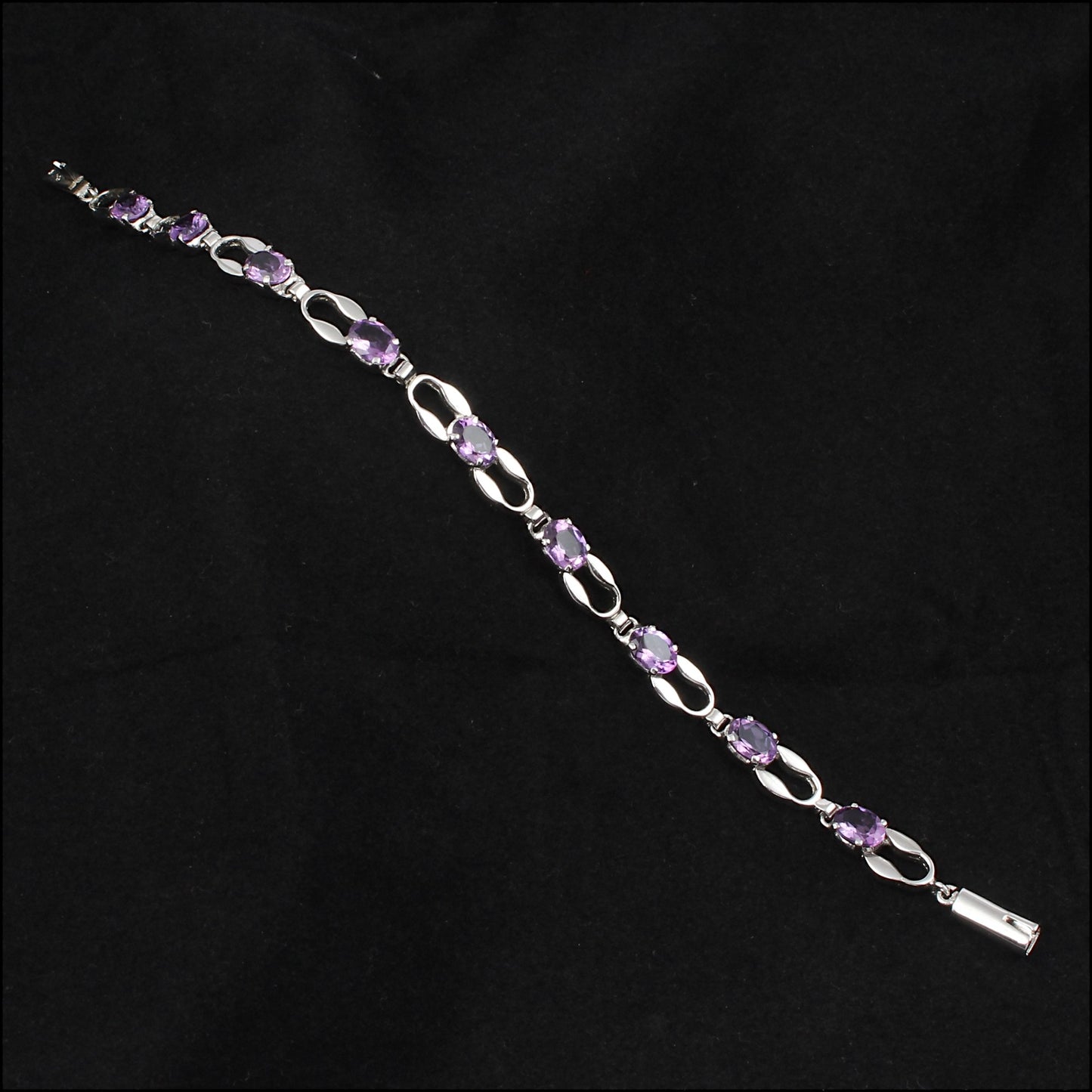 Natural Amethyst Bracelet 925 Sterling Silver Amethyst Link Bracelet February Birthstone Jewelry Gift For Her