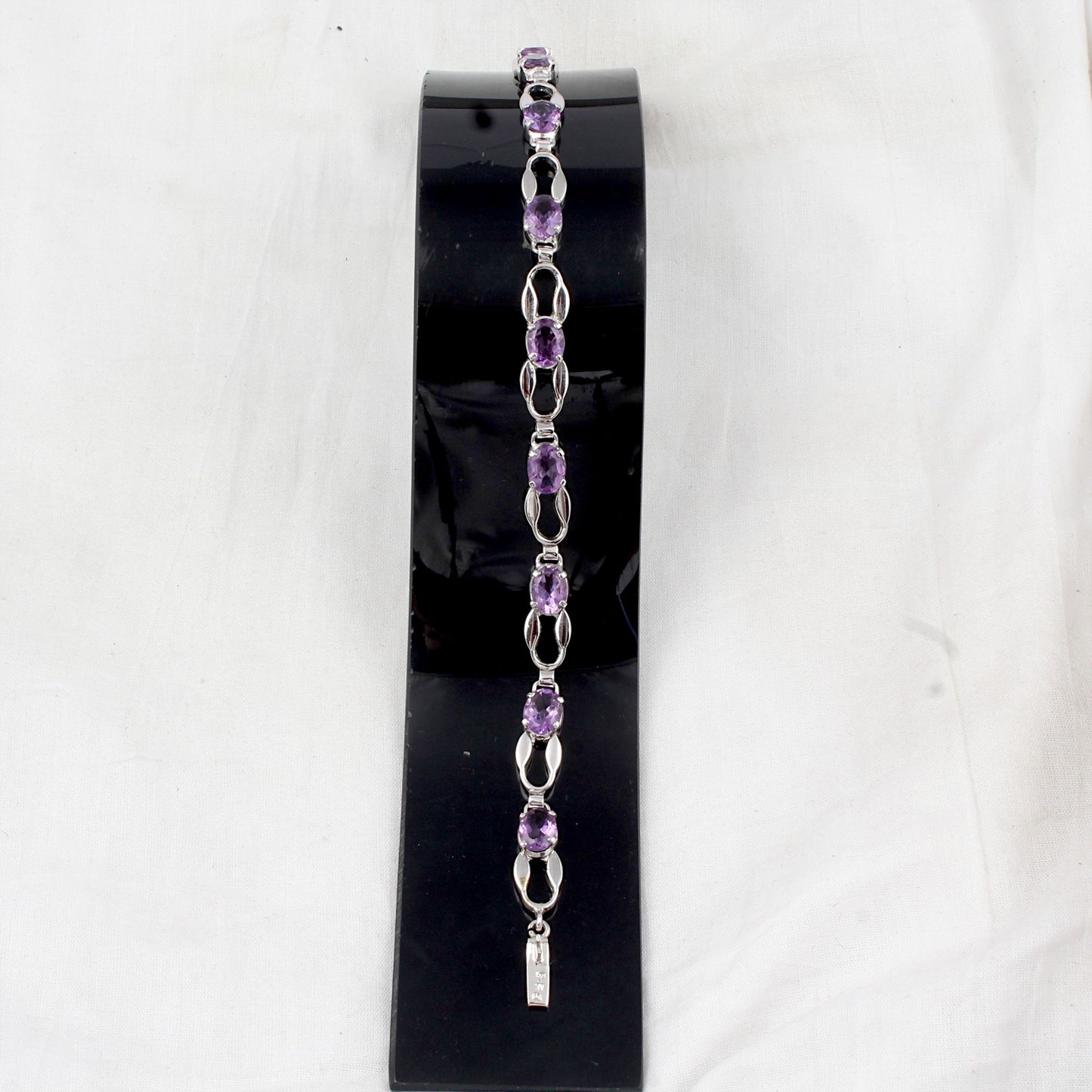 Natural Amethyst Bracelet 925 Sterling Silver Amethyst Link Bracelet February Birthstone Jewelry Gift For Her