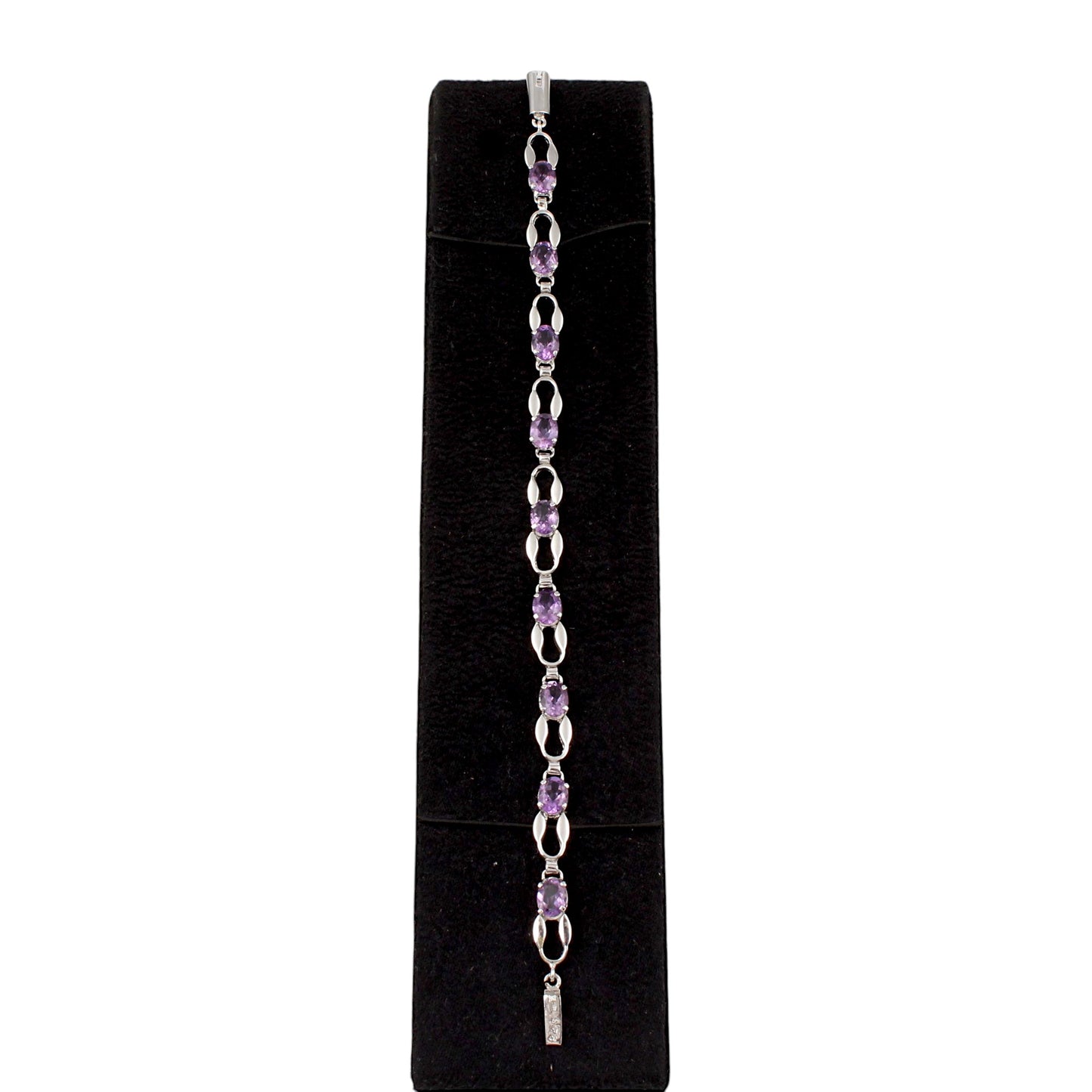 Natural Amethyst Bracelet 925 Sterling Silver Amethyst Link Bracelet February Birthstone Jewelry Gift For Her