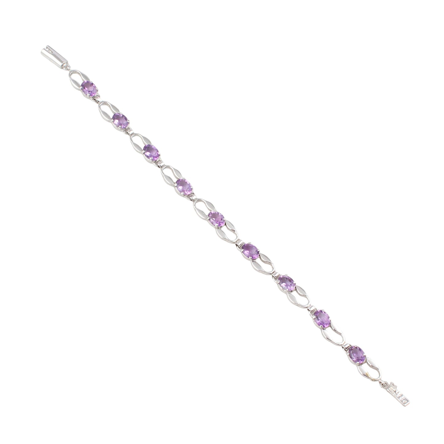 Natural Amethyst Bracelet 925 Sterling Silver Amethyst Link Bracelet February Birthstone Jewelry Gift For Her