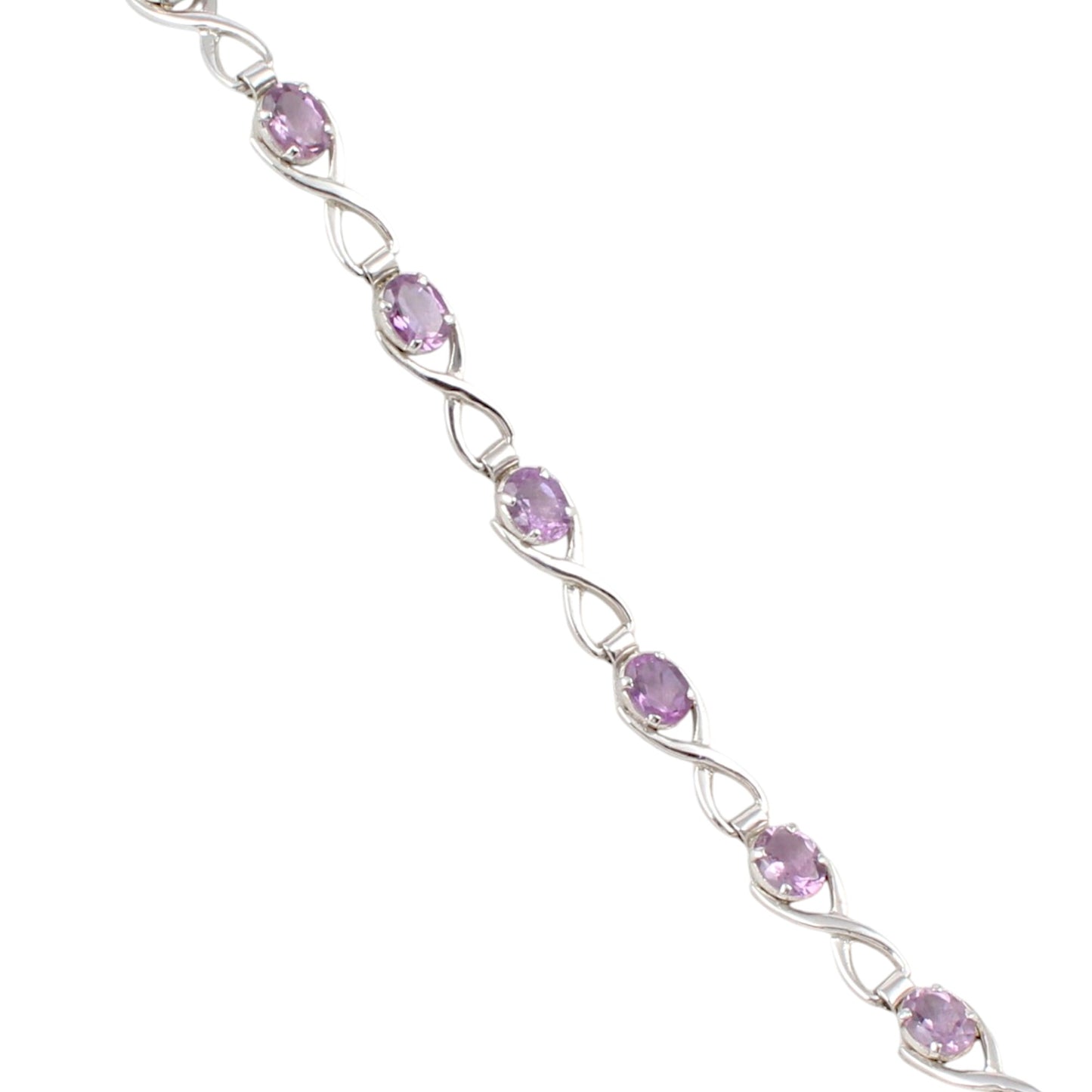 Natural Amethyst Bracelet Prong Setting 925 Sterling Silver Amethyst Link Bracelet February Birthstone Jewelry