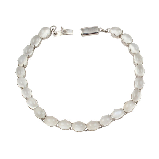 Peach Rainbow Moonstone Bracelet Handmade 925 Sterling Silver Prong Setting Multi Stone Bracelet Jewelry