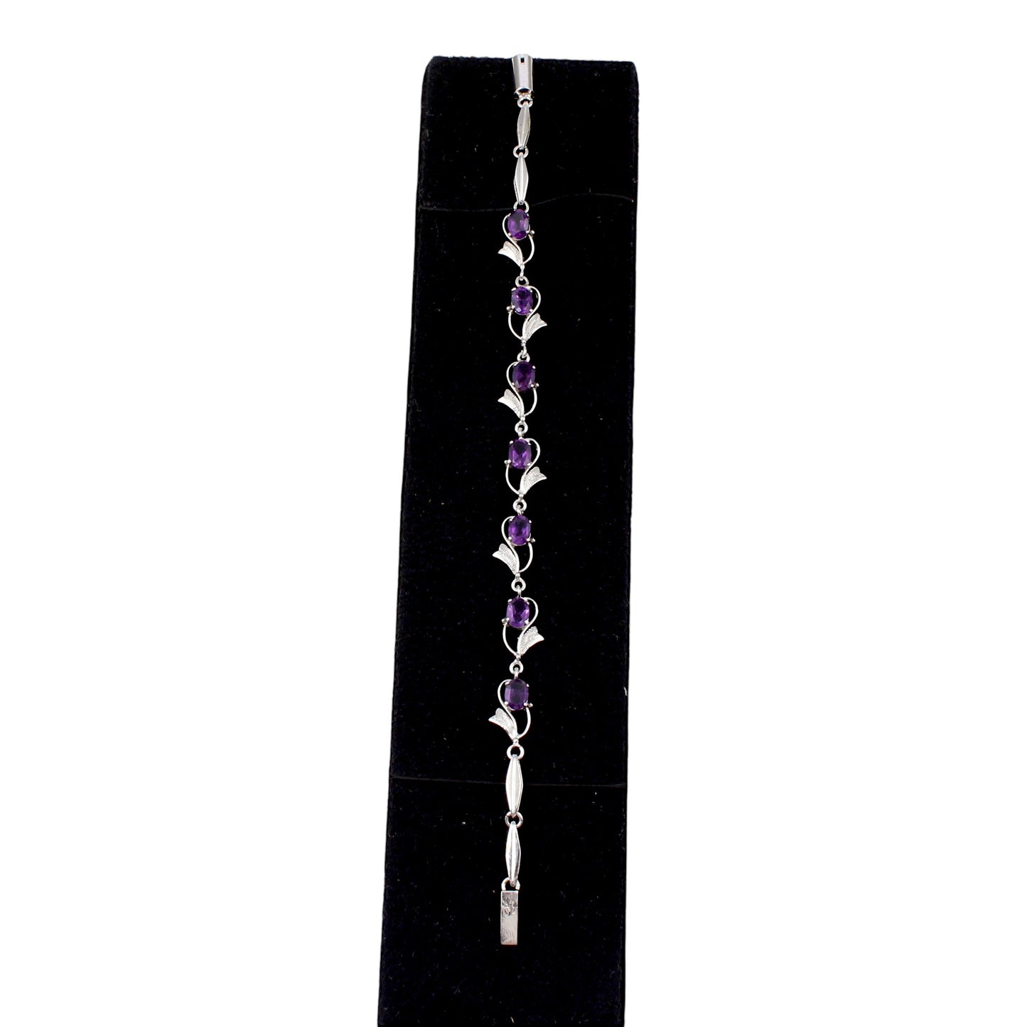 Natural Amethyst Bracelet Prong Setting 925 Sterling Silver Amethyst Link Charm Bracelet February Birthstone Jewelry