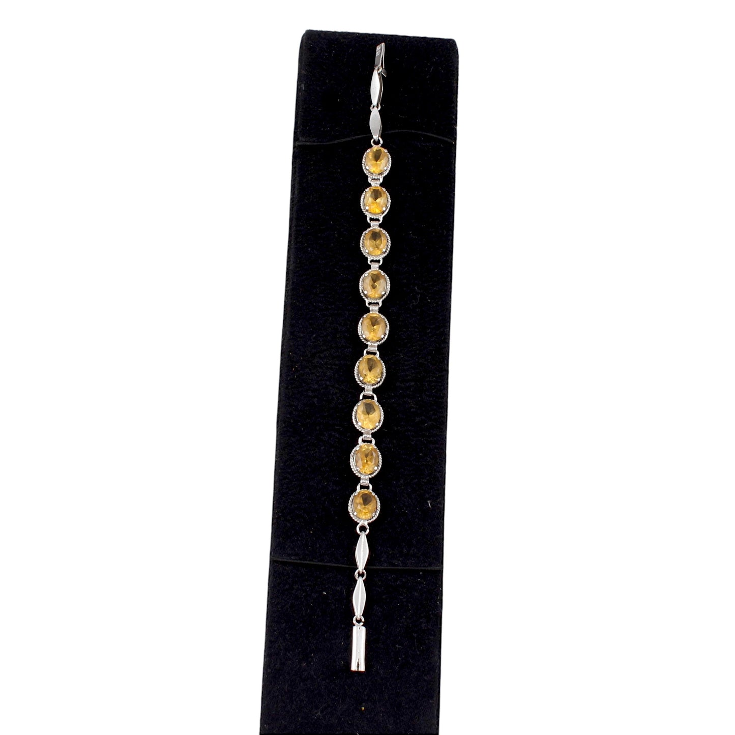 Natural Citrine Bracelet Prong Setting 925 Sterling Silver Yellow Citrine Link Bracelet November Birthstone Jewelry